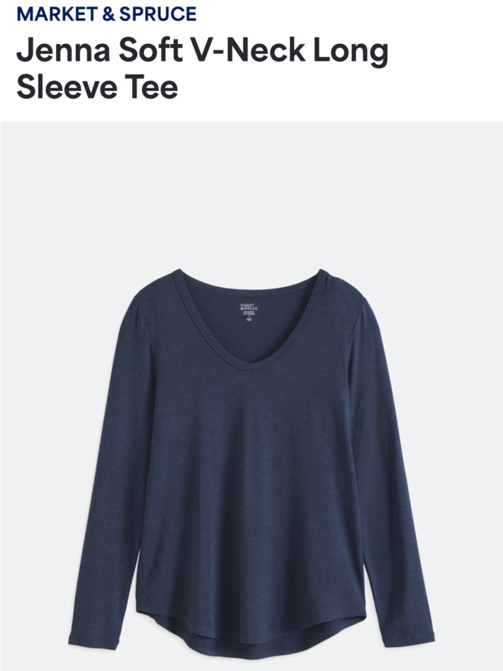 Market & Spruce Jenna V-Neck Long Sleeve Tee - Navy Blue